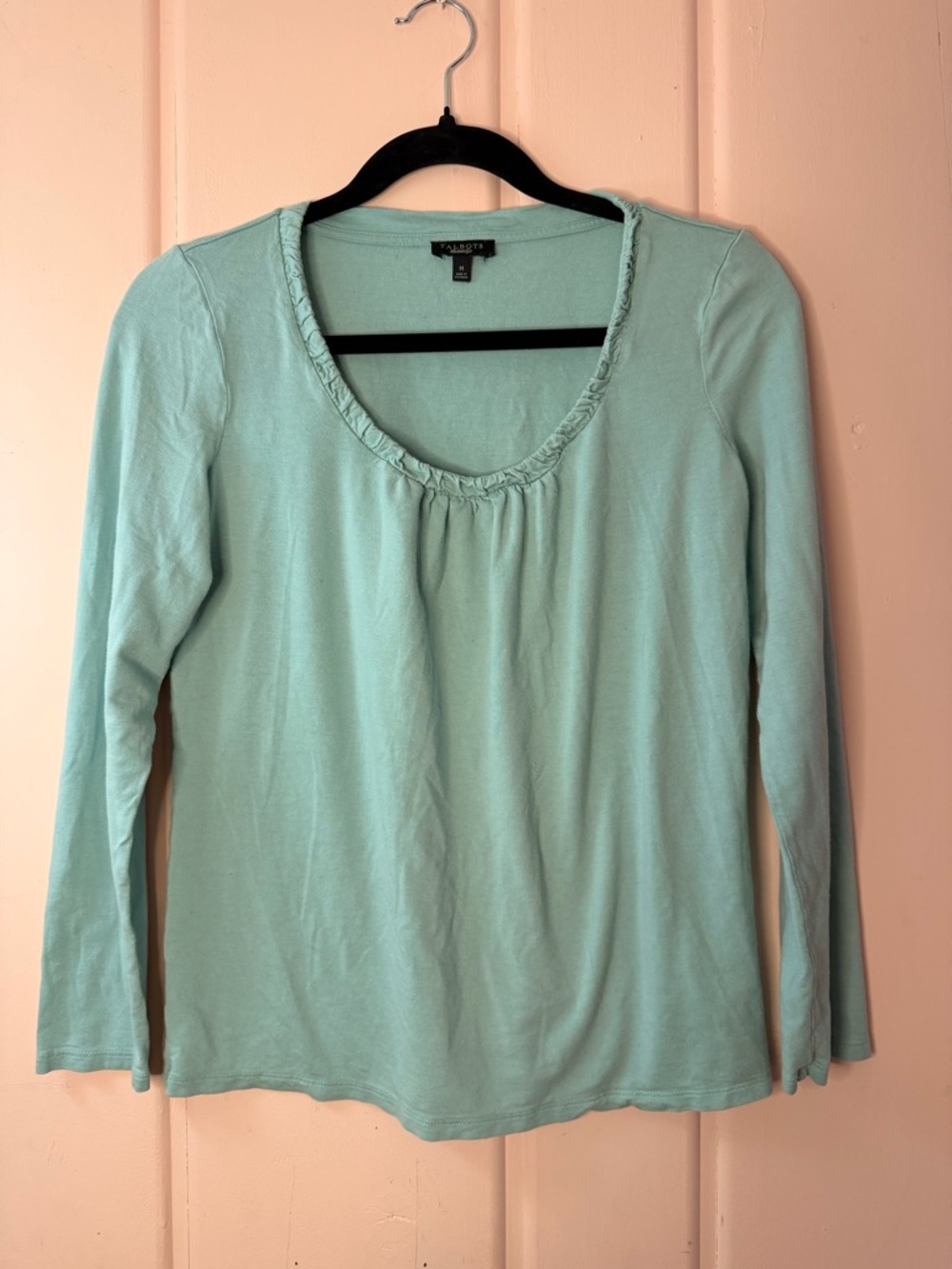 Talbots Mint Green Long-Sleeve Scoop Neck Top SzMedium